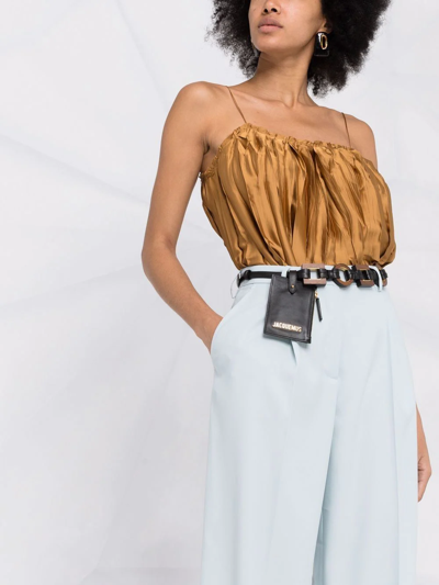 Shop Blanca Vita Wide-leg High-waisted Trousers In Blue