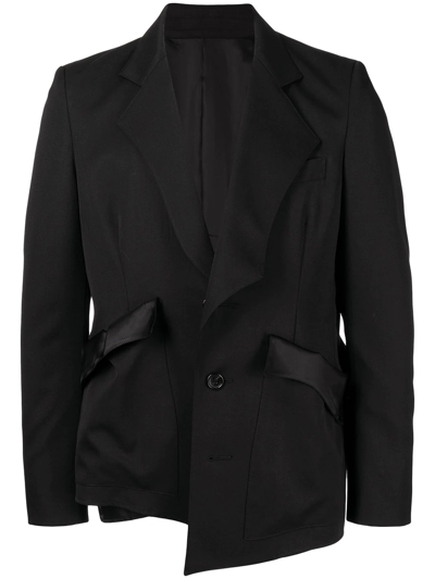 Shop Sulvam Asymmetric Single-breasted Blazer In Black