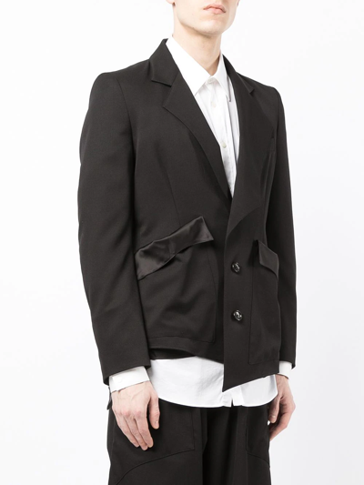 Shop Sulvam Asymmetric Single-breasted Blazer In Black