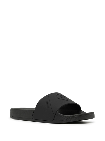 Shop A-cold-wall* Embossed-logo Open-toe Slides In Black