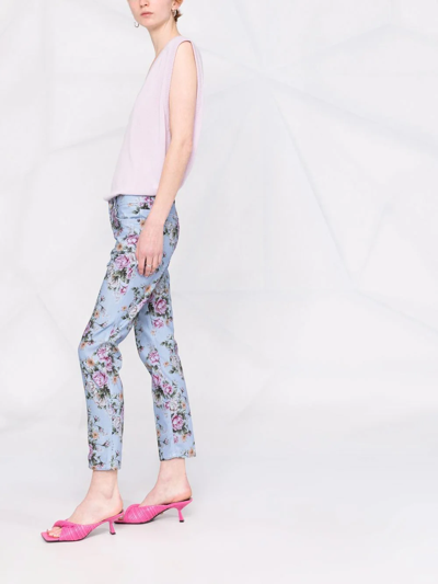 Shop Dsquared2 Floral-print Skinny Trousers In Blue