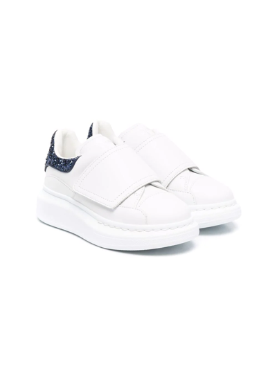 Shop Alexander Mcqueen Glitter-detail Touch-strap Sneakers In White