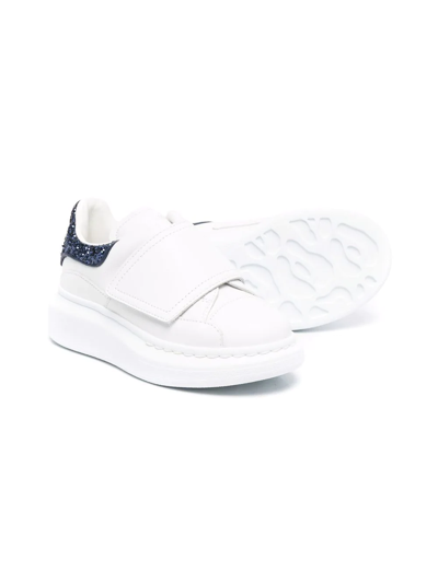 Shop Alexander Mcqueen Glitter-detail Touch-strap Sneakers In White