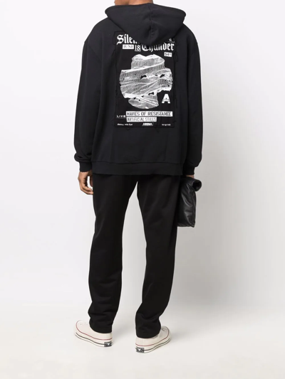 Fred Perry Printed Patch Long-sleeve Hoodie In Black