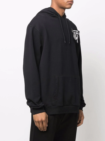 Fred Perry Printed Patch Long-sleeve Hoodie In Black