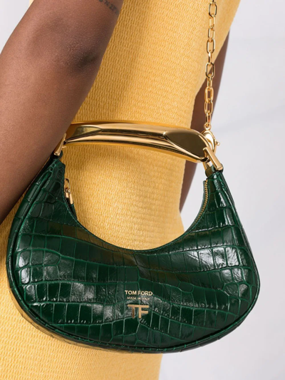 Tom Ford Mini Bianca Crocodile-embossed Shoulder Bag In Green