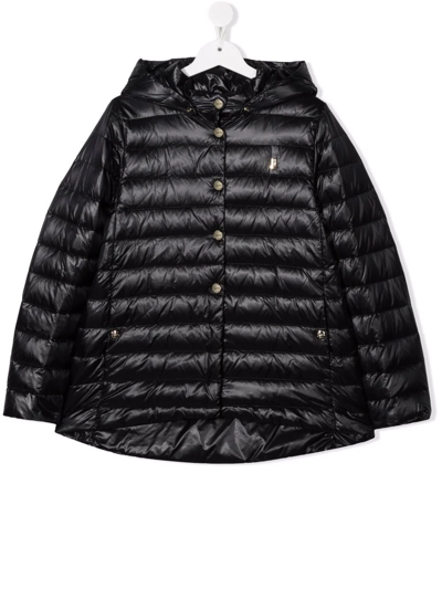 Shop Herno Teen Quilted Feather-down Jacket In Black