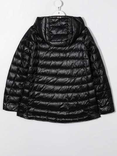 Shop Herno Teen Quilted Feather-down Jacket In Black