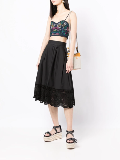 Chloé Embroidered Scallop-hem Crop Top In Blue