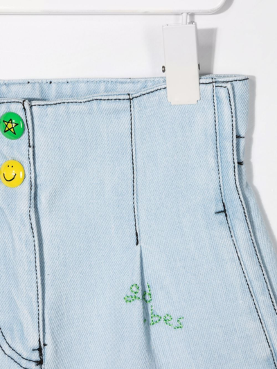 Philosophy Di Lorenzo Serafini Teen Embroidered Contrast-stitching Denim Shorts In Blue