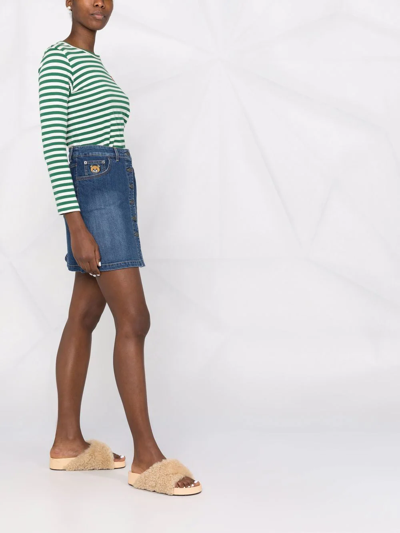 Shop Moschino A-line Denim Skirt In Blue