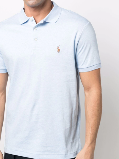 Polo Ralph Lauren Polo Pony Logo-embroidered Polo Shirt In Blue