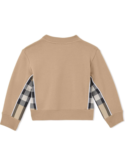 Shop Burberry Check Panel Sweatshirt In Neutrals
