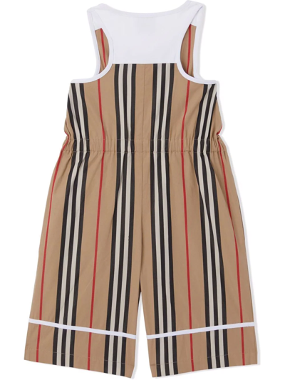 Shop Burberry Icon Stripe Zipped Jumpsuit In Neutrals