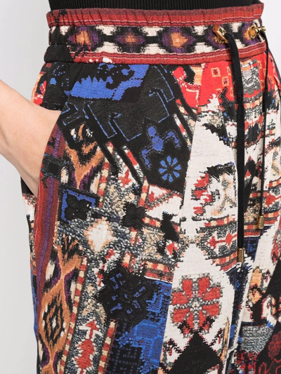 Balmain Abstract Pattern-print Cropped Trousers In Red