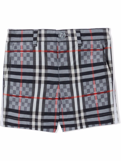 Shop Burberry Checkerboard Tailored Shorts In Blue