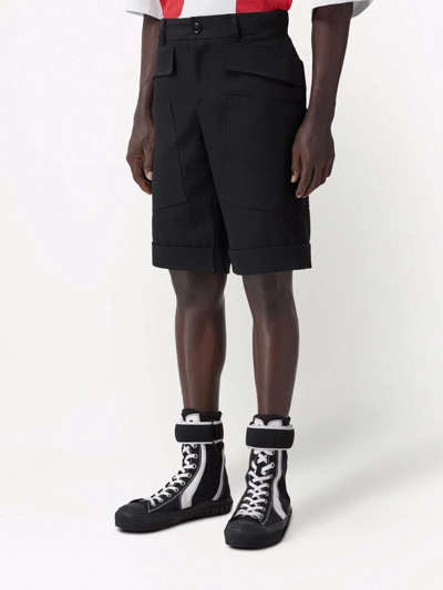 Shop Burberry Panel-detail Wool Shorts In Black