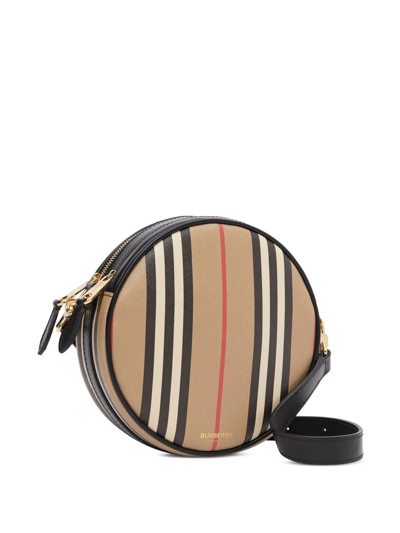 Burberry Louise Icon Stripe E-canvas Round Crossbody Bag In Beige | ModeSens