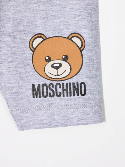 Shop Moschino Logo-print Cotton Leggings In Grey