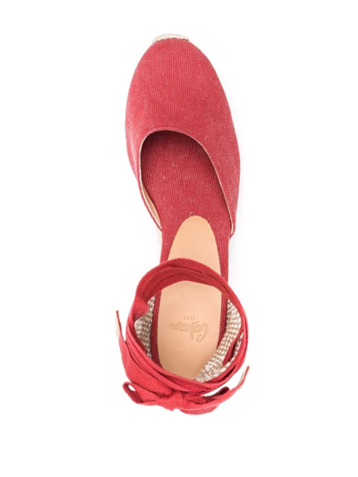 Shop Castaã±er Wedge-heeled Espadrilles In Red