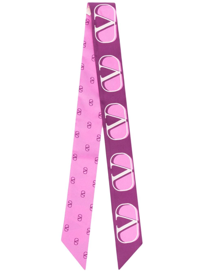 Valentino Vlogo Silk-twill Neck Tie In Purple