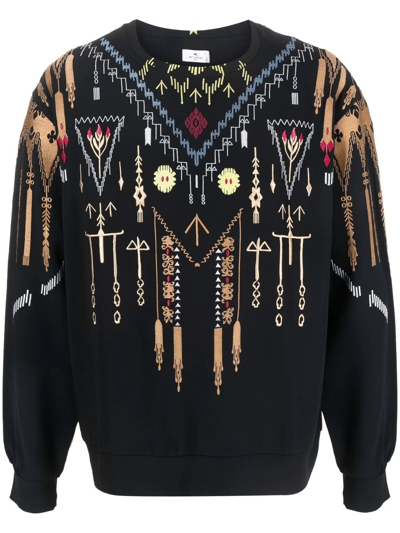 Shop Etro Geometric Embroidered Sweatshirt In Black