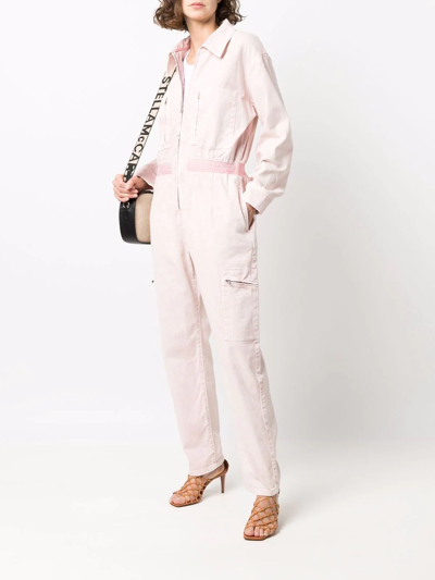 Stella Mccartney Long-sleeved Zip-up Boilersuit In Pink