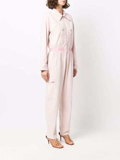 Stella Mccartney Long-sleeved Zip-up Boilersuit In Pink