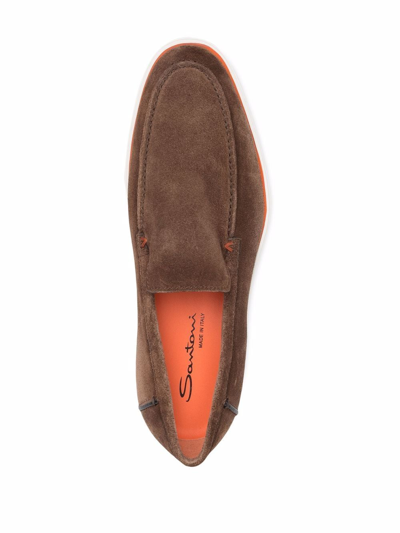 Shop Santoni Slip-on Leather Loafers In Brown