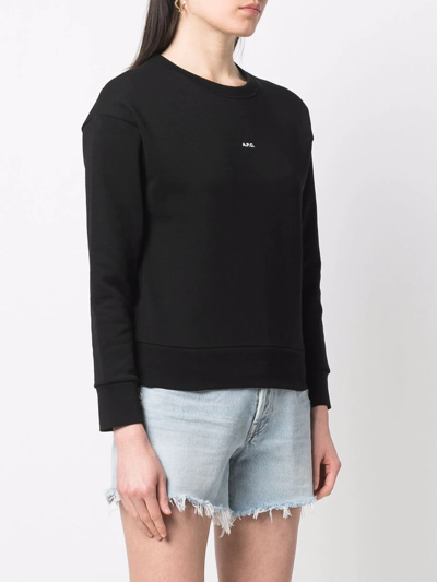 Shop Apc Logo-print Rib-trimmed Sweatshirt In Black
