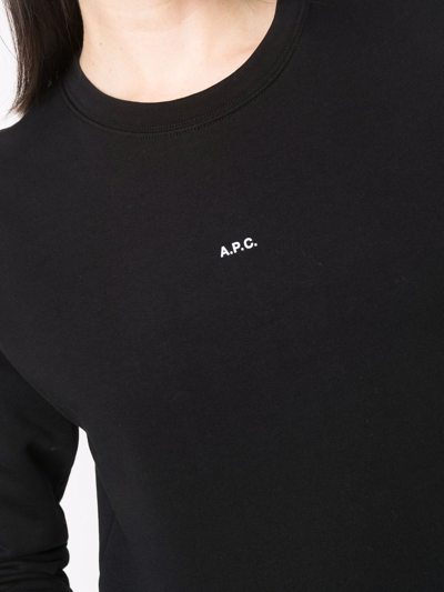 Shop Apc Logo-print Rib-trimmed Sweatshirt In Black