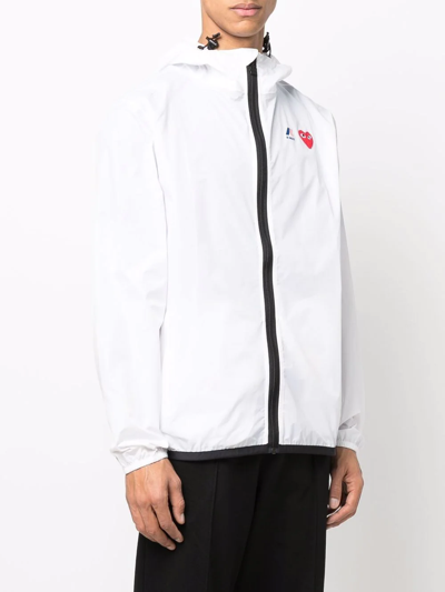 Shop Comme Des Garçons Play X K-way Hooded Light Jacket In White