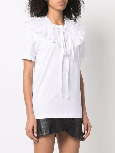 Shop Patou Detachable Lace-collar T-shirt In White