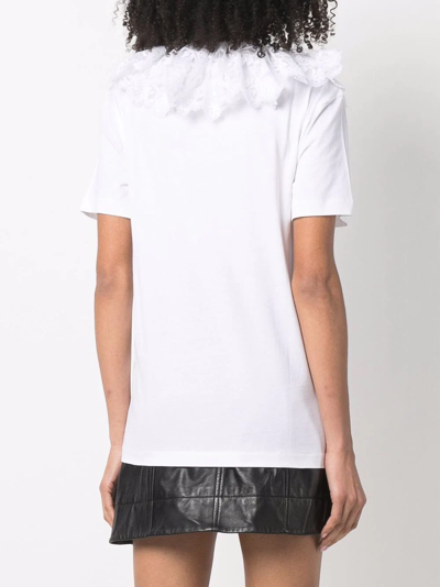 Shop Patou Detachable Lace-collar T-shirt In White