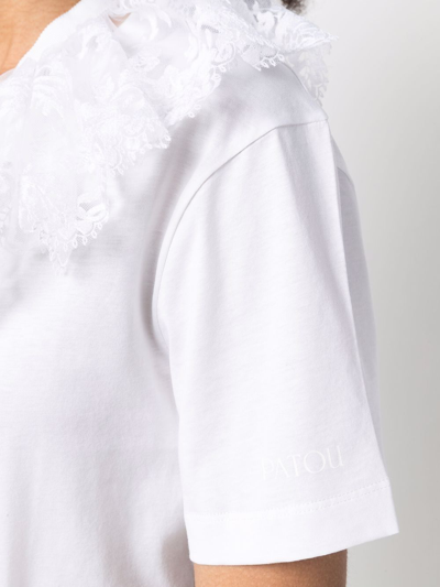 Shop Patou Detachable Lace-collar T-shirt In White
