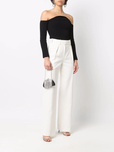 Shop Alexandre Vauthier High-waisted Wide-leg Trousers In White