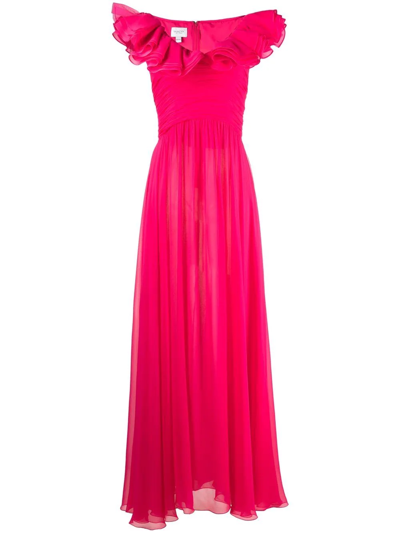 Shop Giambattista Valli Ruffle-detail Sleeveless Dress In Pink