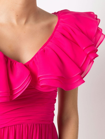 Shop Giambattista Valli Ruffle-detail Sleeveless Dress In Pink