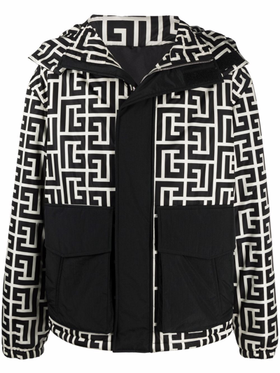 Shop Balmain Logo-print Padded Jacket In Black