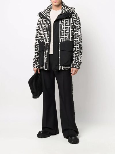 Balmain All-over Monogram Printed Padded Jacket In Animal Print