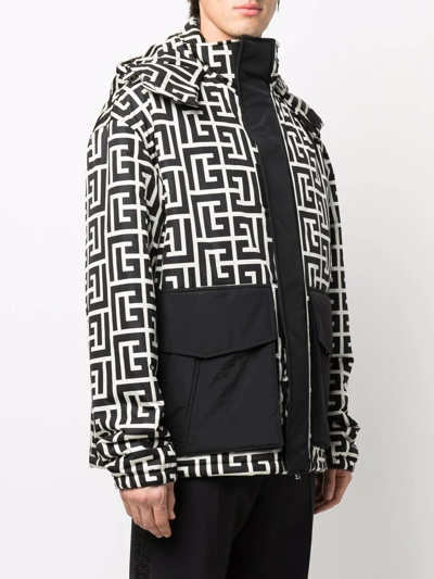 Balmain All-over Monogram Printed Padded Jacket In Animal Print