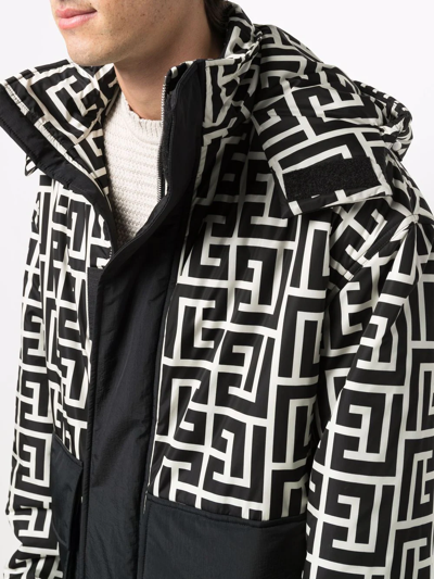 Balmain All-over Monogram Printed Padded Jacket In Animal Print
