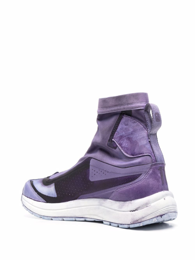 Shop 11 By Boris Bidjan Saberi Layered Sock Hi-top Sneakers In Purple