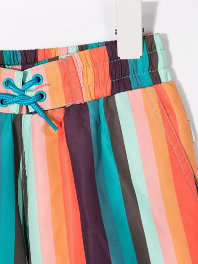 Paul Smith Junior Teen Striped Drawstring Swim Shorts In Orange