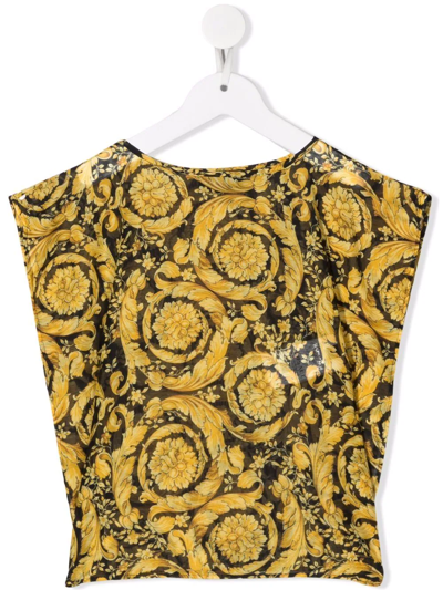 Shop Versace Barocco Print T-shirt In Yellow