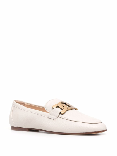 Shop Tod's Kate Leather Loafers In Grey