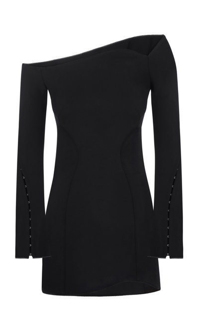 Shop Anna October Women's Margot Off-the-shoulder Jersey Mini Dress In Black