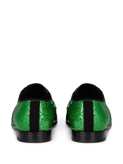 Shop Dolce & Gabbana Sequin-embellished Derby Shoes In Green
