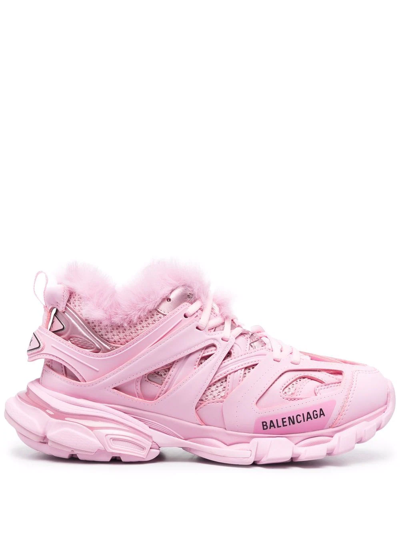Shop Balenciaga Track Faux Fur Sneakers In Rosa