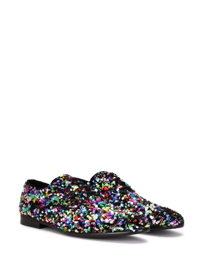 Shop Dolce & Gabbana Sequin-embellished Derby Shoes In Schwarz